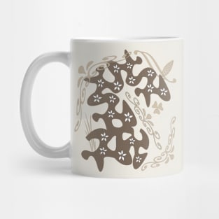 Abstract Floral in Brown Mug